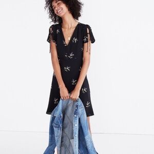 Madewell Silk Poppy Dress in Wild Botanic